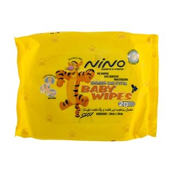 دستمال مرطوب نرم کننده و پاک کننده کودک نینو 20 عددی