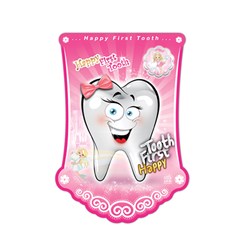 ریسه پرچمی تم تولد سور ساتان طرح دندونی دخترانه مدل Happy First Tooth