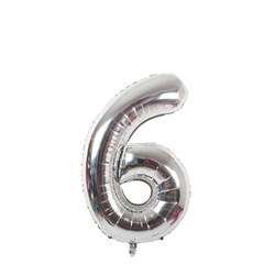 بادکنک فویلی عدد 6 نقره ای 32 اینچی