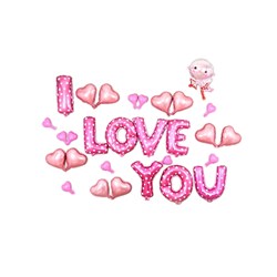 بادکنک فویلی مدل I LOVE YOU طرح قلبی