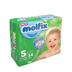 پوشک کامل بچه مولفیکس سایز 5 تعداد 34 عددی